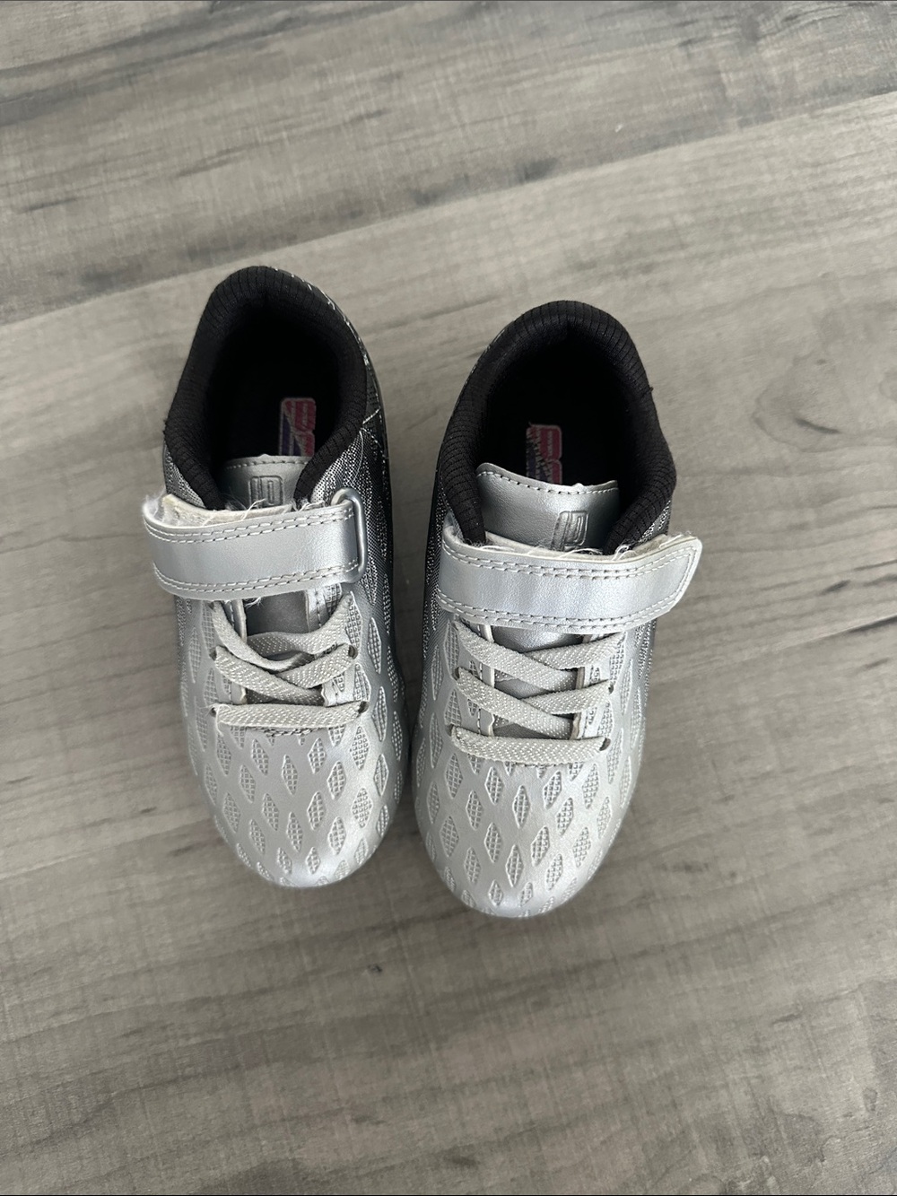 Children's Metallic Silver Velcro Sneakers - Kids Athletic Shoes